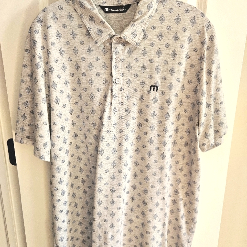 Travis Mathew Gray Patterned Men's Shirt